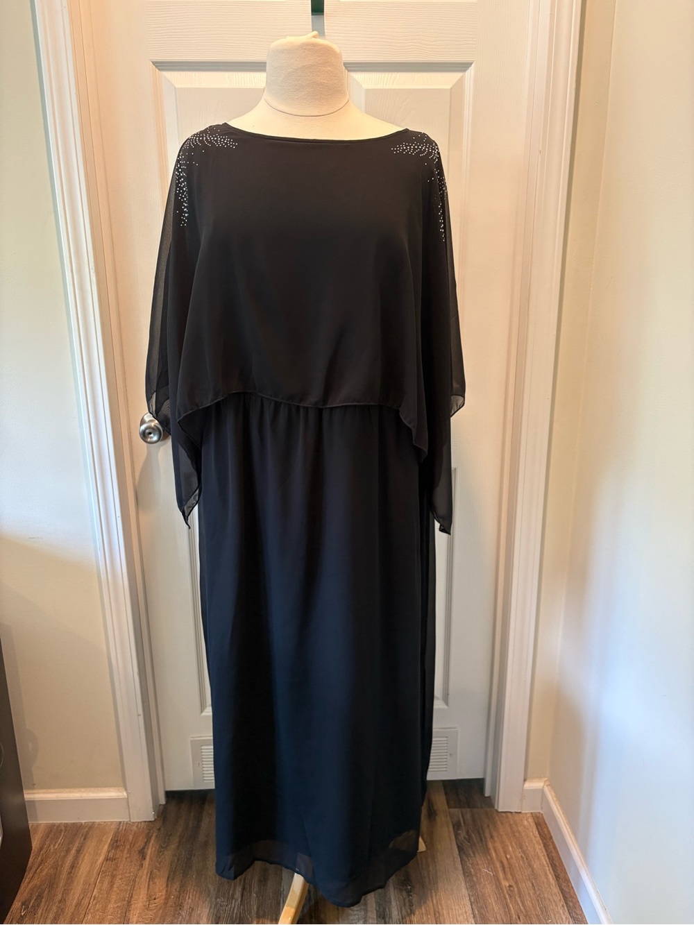 BloomChic Black Beaded Overlay Maxi Dress